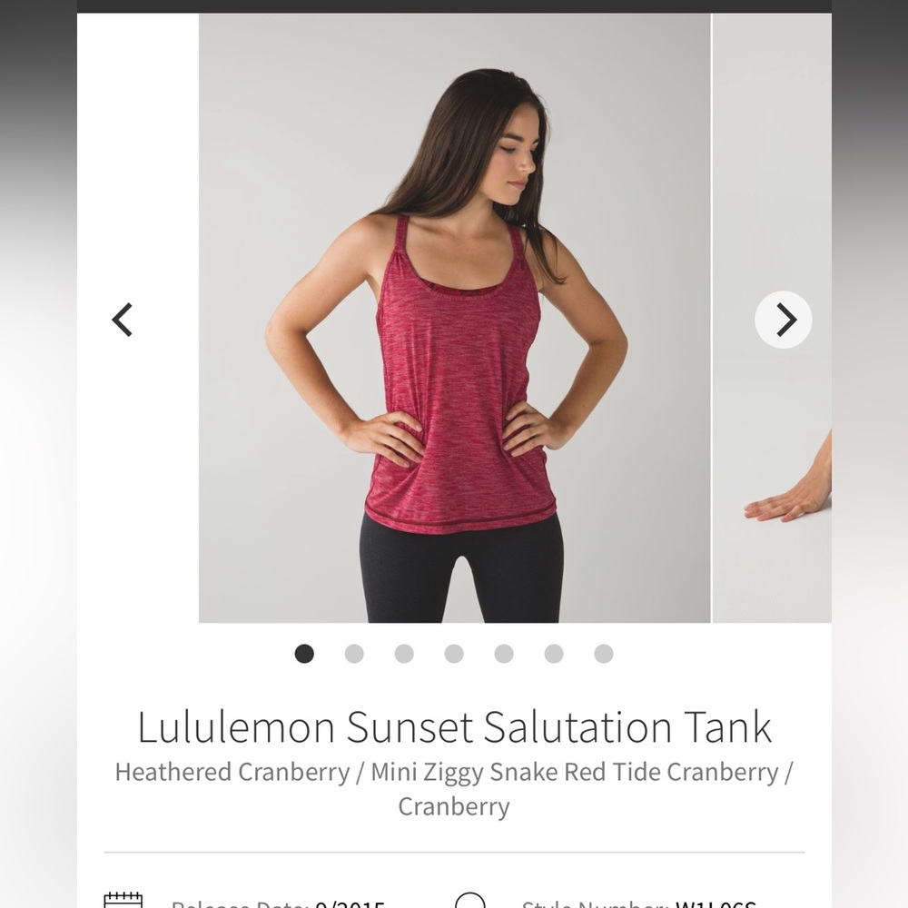 lululemon sz 8 Sunset Salutation Cranberry Strappy Back Tank top bra yoga gym - Picture 9 of 14